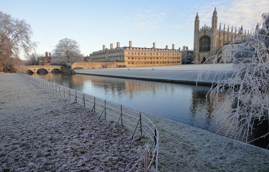 Snowy winter scenery at Kings College