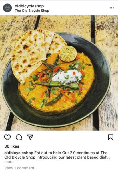 the old bicycle shop serves great vegan food