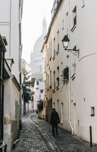 The village streets in Montmartre Paris. if you have more than 3 days in paris, try visiting some of the surrounding villages