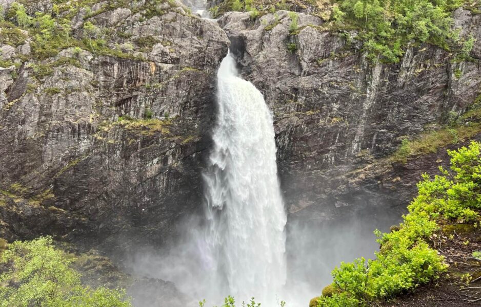 The powerful manafossen waterfall near Stavanger