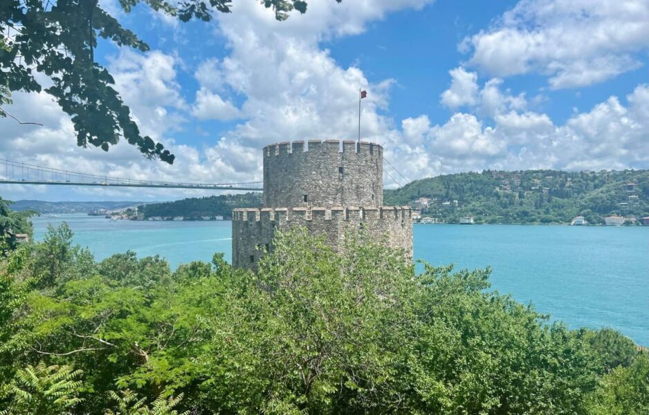 Views over Rumeli Fortress and the water in the background