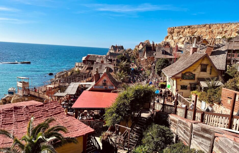 Pretty views over Popeye Village in Malta