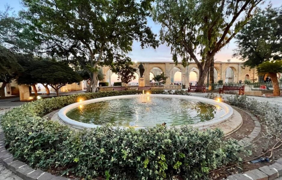 One of the pretty fountains in the Barakka gardens in Malta