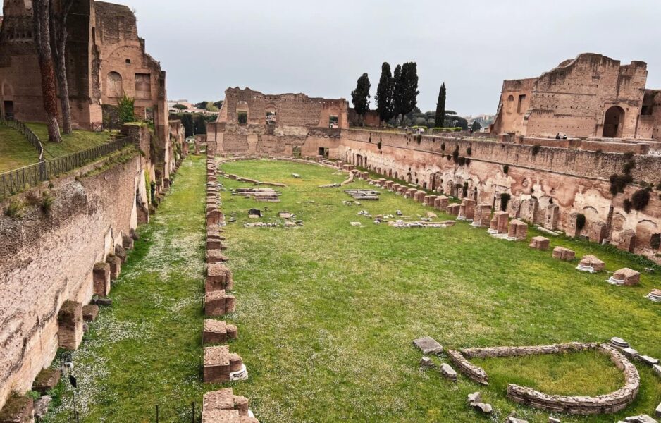 The historical ruins at Palatine Hill in Italy
