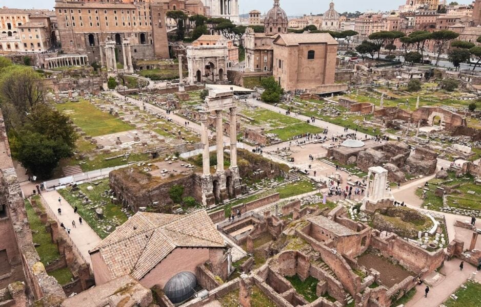 The impressive Roman Forum in Rome from above