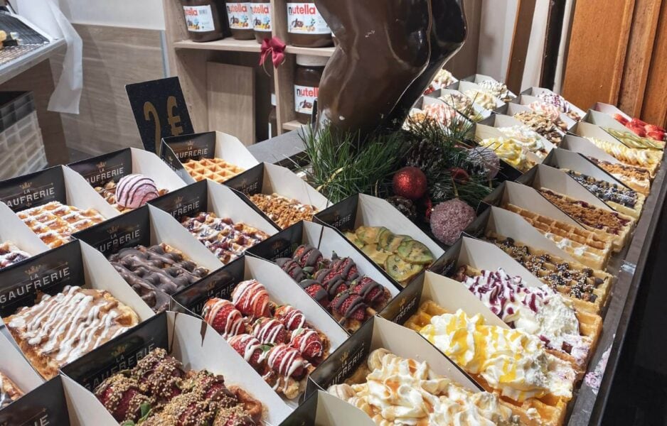 Christmassy selection of waffles in Brussels