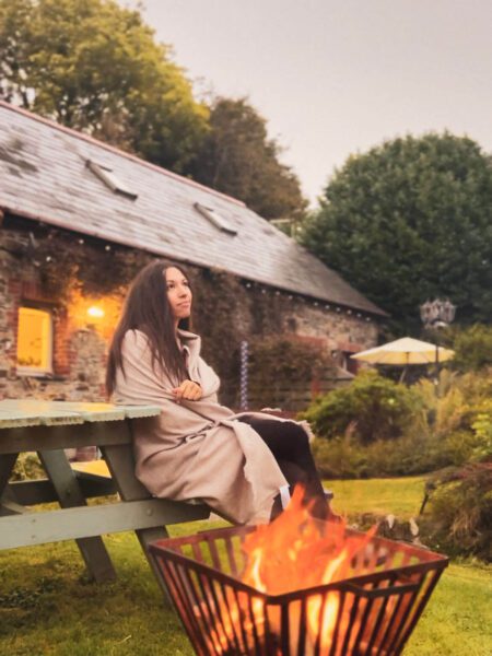 Cosying up around the firepit in the evenings