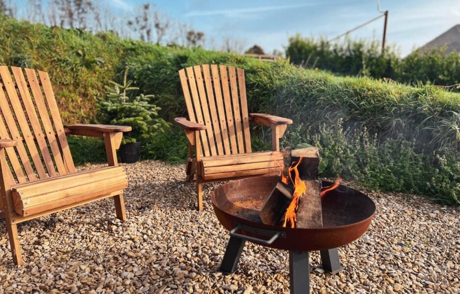The fire pit at Harvest Hut