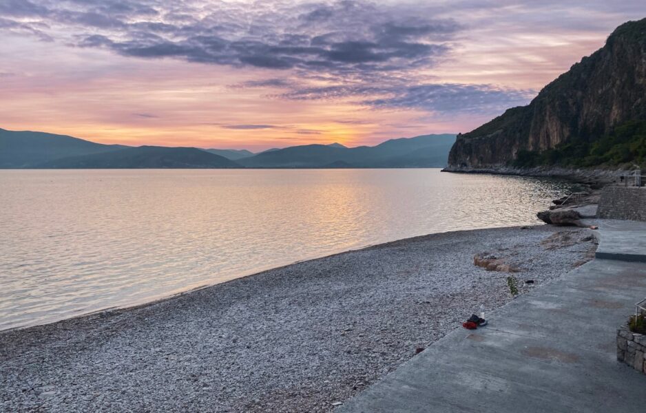 The beautiful bay at Nafplio at sunset