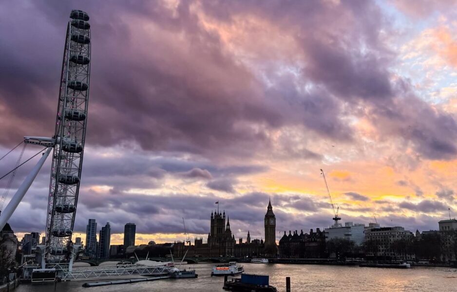 A stunning sunset over London, UK