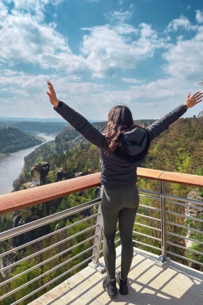 Happy at Bastei Bridge