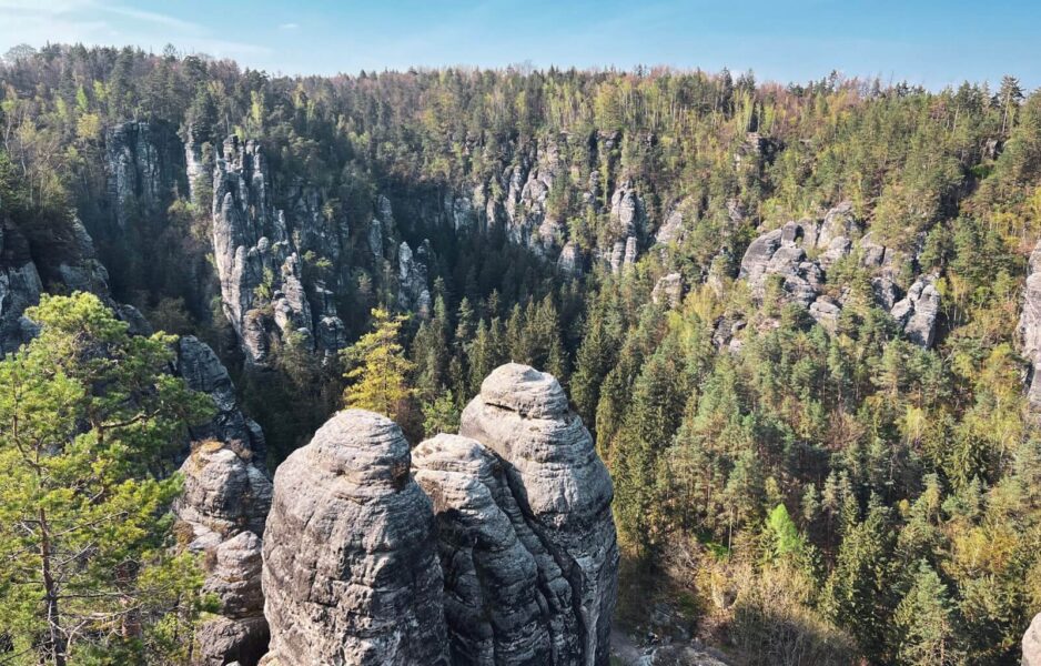 Beautiful rock formations at Bastei Bridge