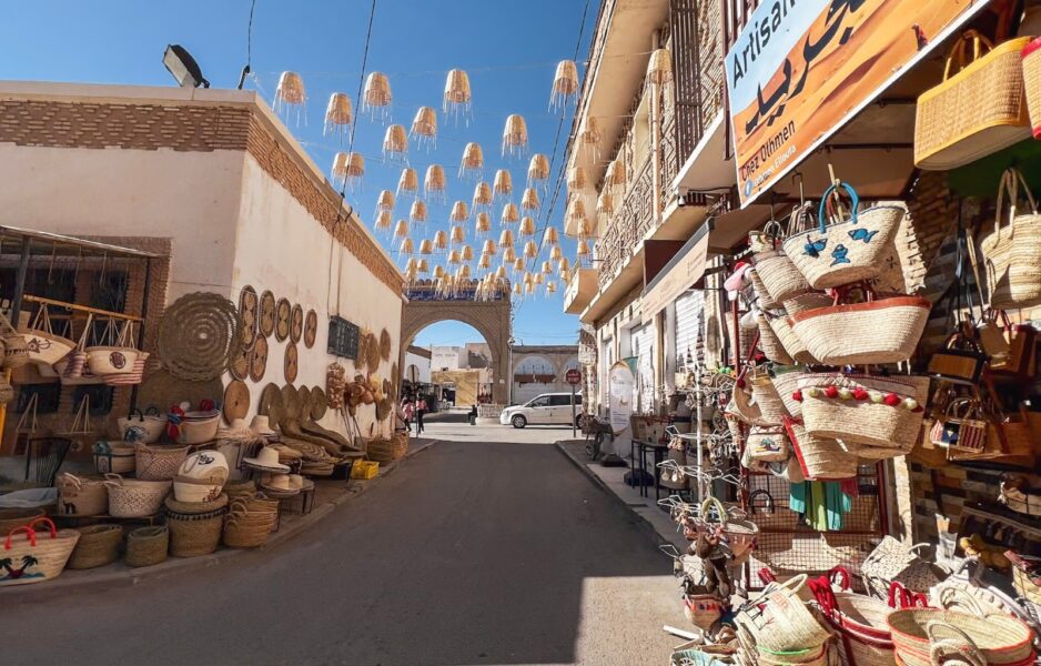 The empty streets at the centre of Tozeur, Tunisia