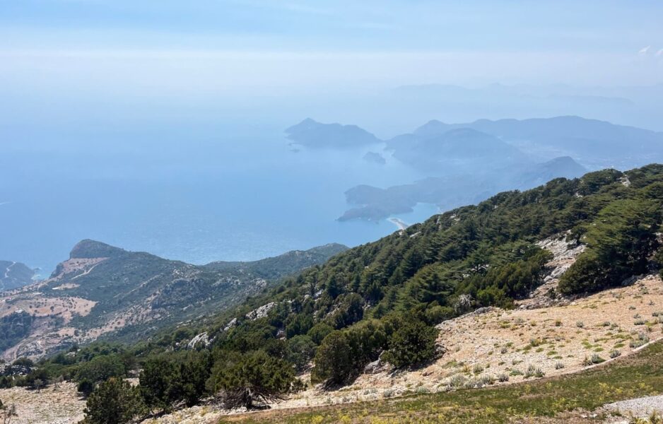 Views from Babadag Mountain - you can just about see the Blue Lagoon in the distance - getting ready to go paragliding in Oludeniz