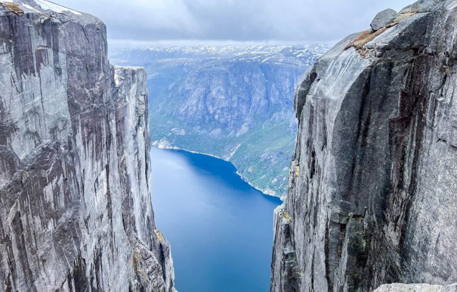 The views into the fjords below at the summit of Kjerag