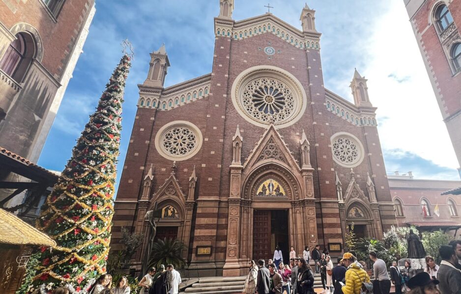 The Christmas tree outside the Church of Saint Anthony of Padua