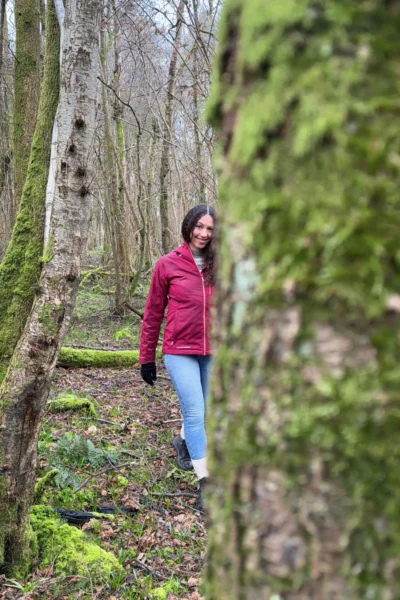 Alice walking through Duncliffe Woods